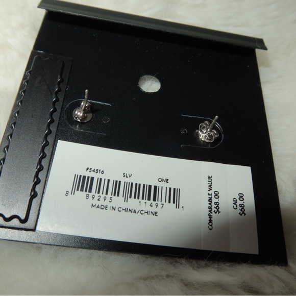 Coach Crystal Embellished Earrings in Silver - Picture 5 of 6